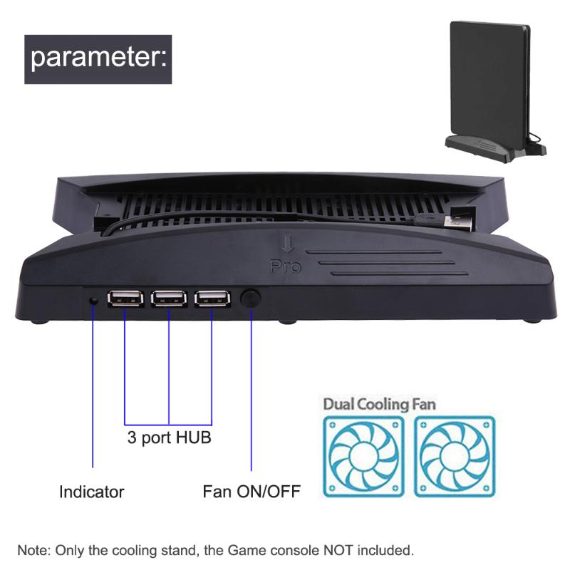 Verticale standaard koelventilator met 3 usb-hubs voor  ps4 slanke of  ps4 pro consoles