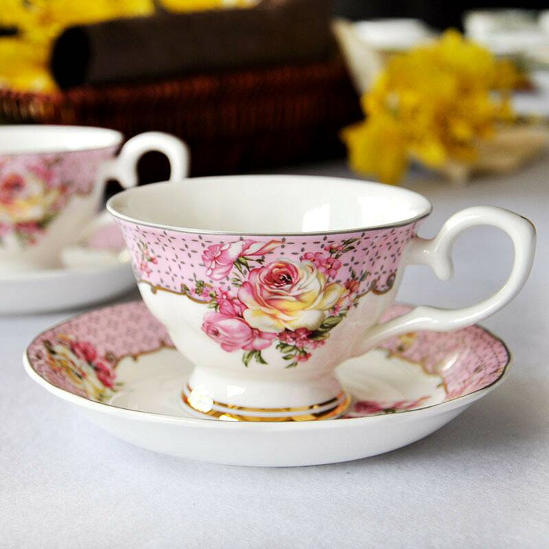 Bone china mok, Engels afternoon Tea Set Europese Rode Thee Cup, keramische koffie Set, Beschikbaar