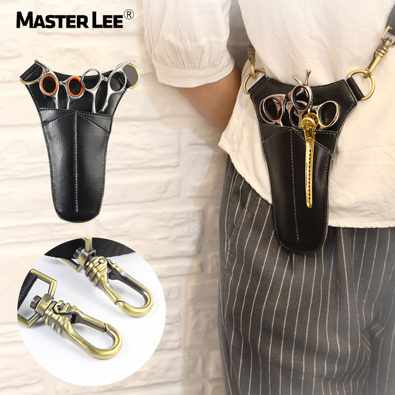 Hair tools Leather Scissors Bag Waist Pack Hairpin Holster Pouch Removable Belt bag beauty Salon Hairdressing Case