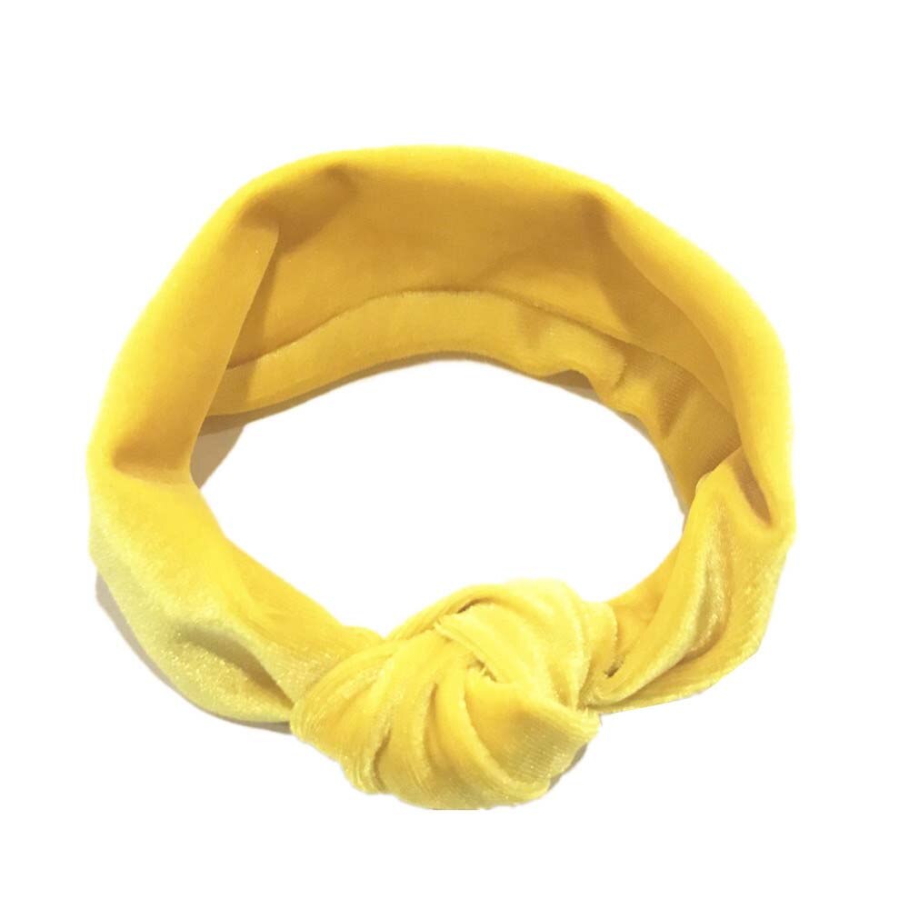 Linda diadema de terciopelo con lazo grande para niña 11 colores turbante anudado cinta para el pelo para infantes accesorios para niños: yellow