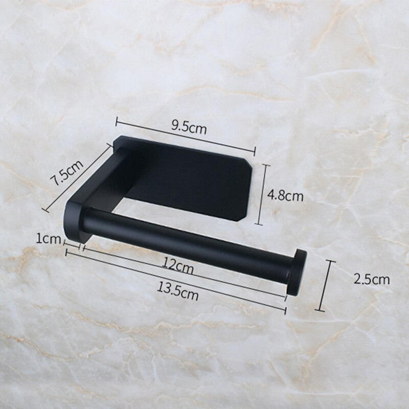 Rvs Wc Papierrolhouder Zwart Zilver Zelfklevende Toiletrolhouder Voor Badkamer Stok Op Muur Handdoekenrek wc rol houder zwart industrieel toilet paper wcrol: black  S