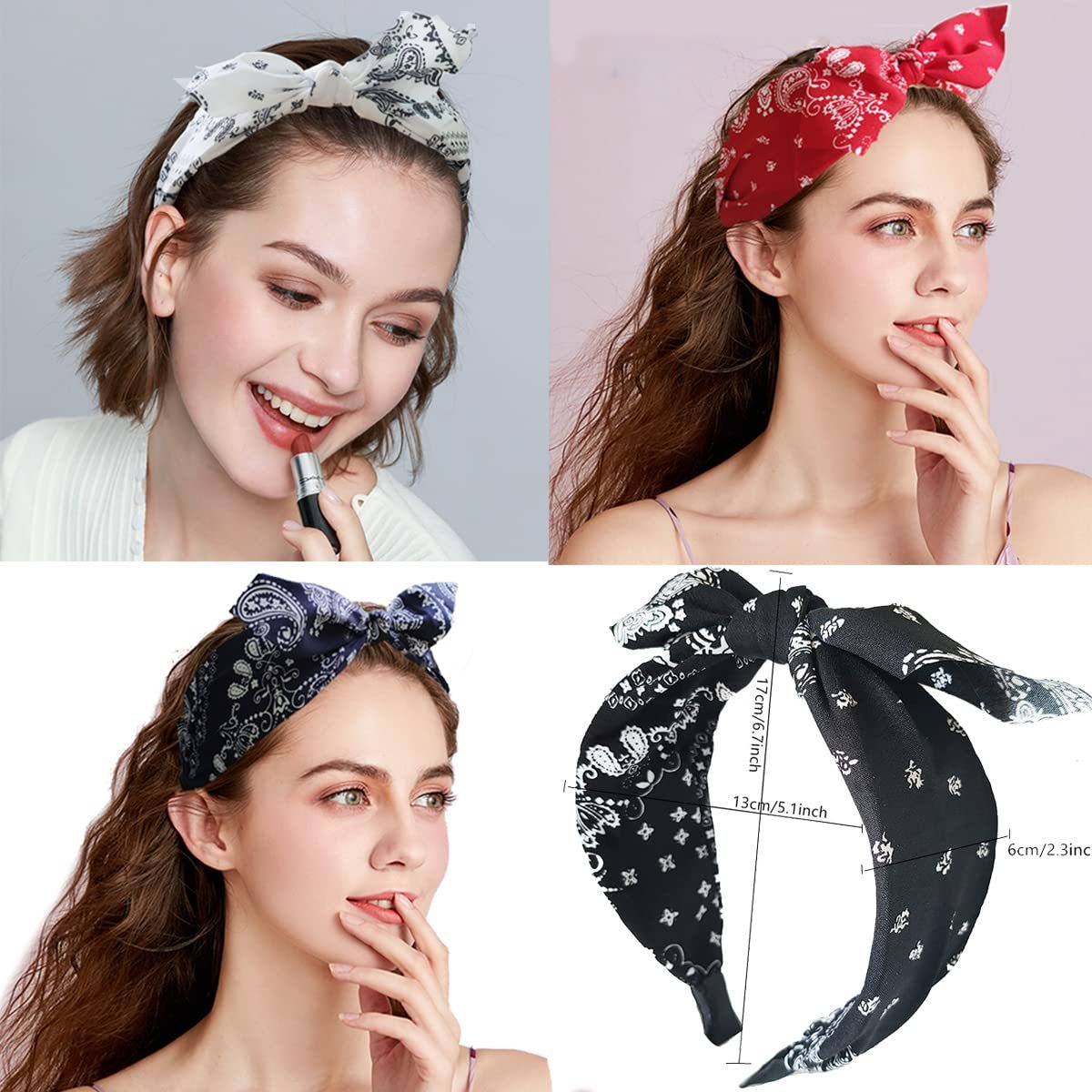 Bandana de Cachemira a la para mujer, diademas con lazo anudado, turbante con Orejas de conejo, diadema, accesorios para el cabello para niña