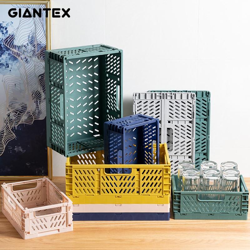 Foldable Storage Basket Stackable Folding Storage Box Organizer Multi-purpose Household Sundries Storage Snack Fruit Basket