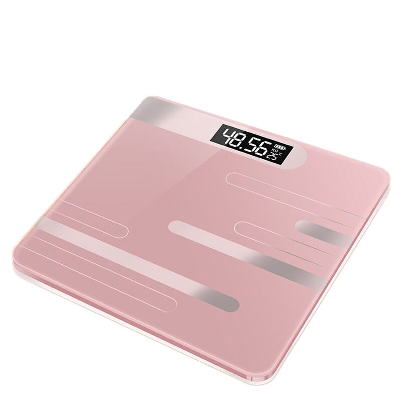 Body Fats Scale LCD Display Glass Smart Electronic Scales Bathroom Body Floor Scales Digital Body Weight Scale: Pink