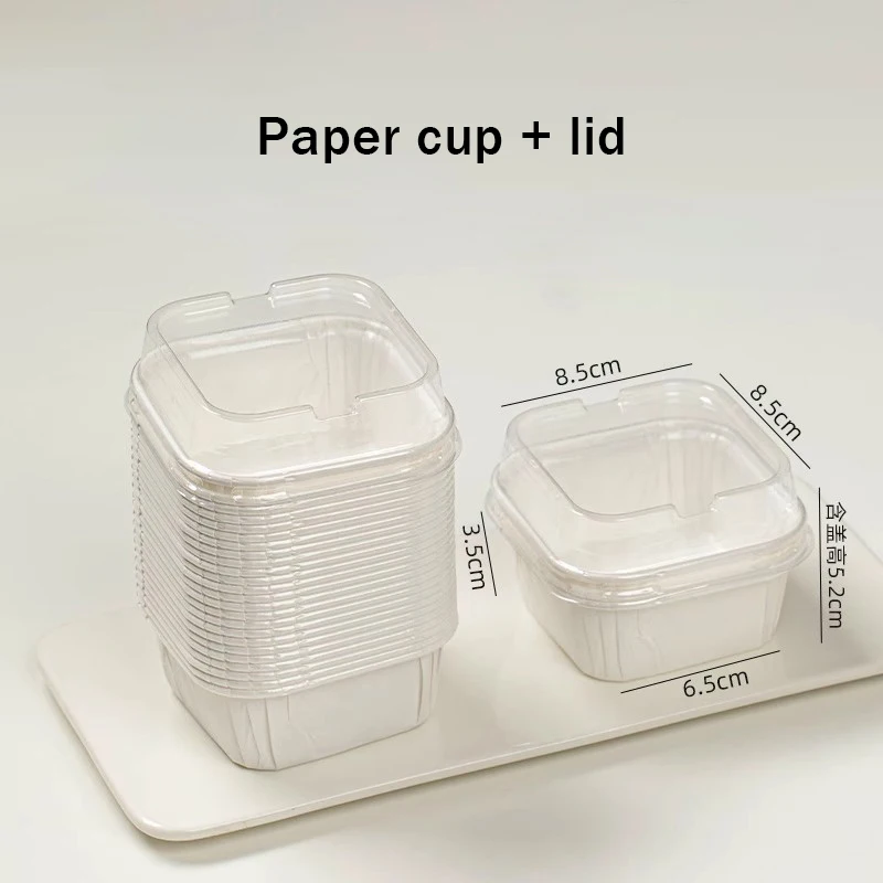 50pcs Square Cake Paper Holders Bread Dessert Pastry Packaging Boxes Disposable Oil Proof Paper Cups Cake Tools Kitchen Supplies: Yellow
