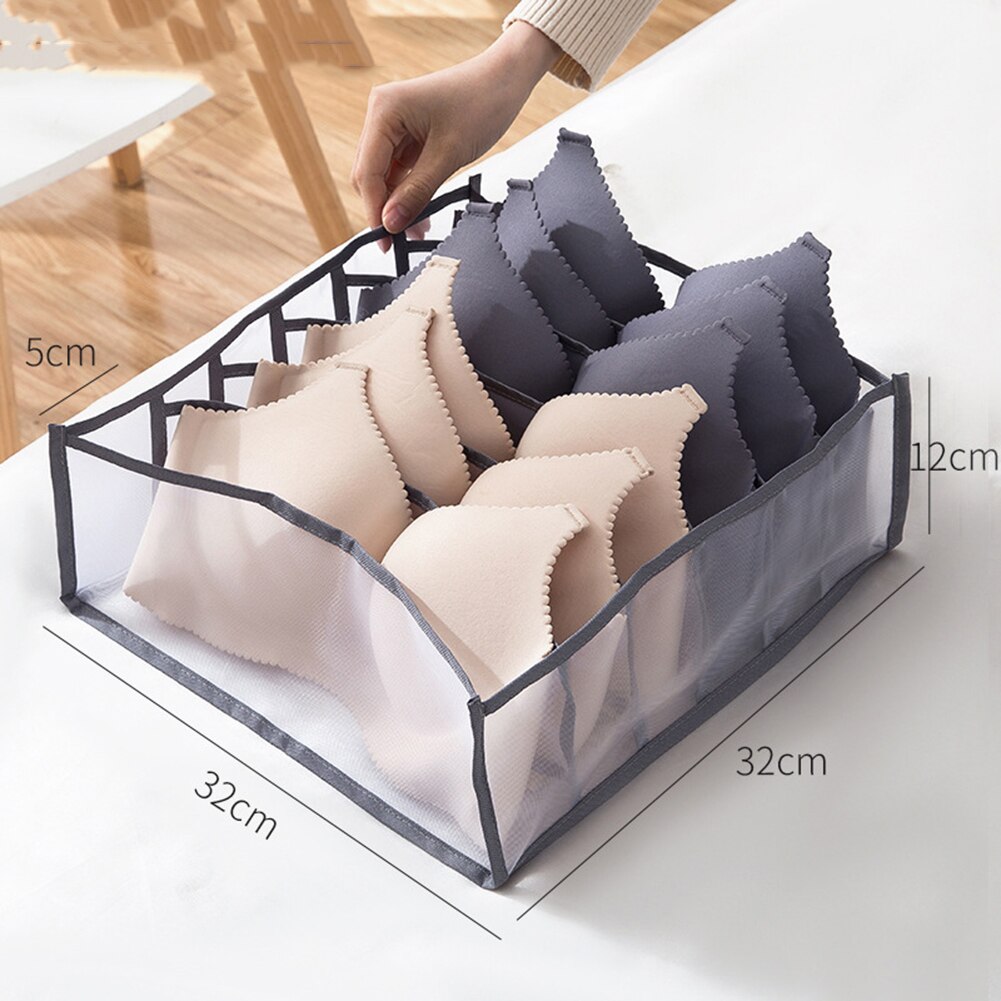 Boîte de rangement pliable pour sous-vêtements, 1 unité, organiseur de tiroir pour sous-vêtements, chaussettes et soutien-gorge: Grey 6 Grids