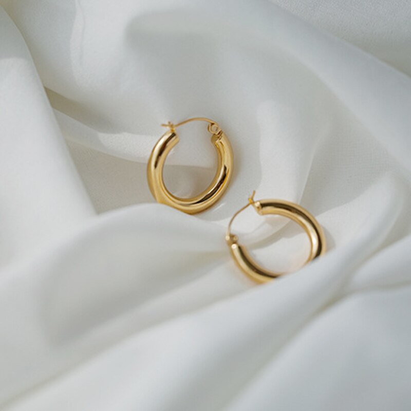 Anenjery prata cor suave brincos de argola para mulheres punk geométrico brincos de argola jóias finas por atacado