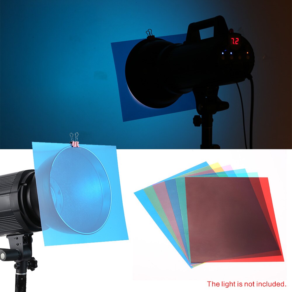 Andoer 6 stuks 25*20cm transparante verlichtingskleurcorrectiegelvellen kleurfilters voor flitslicht speedlite filterset