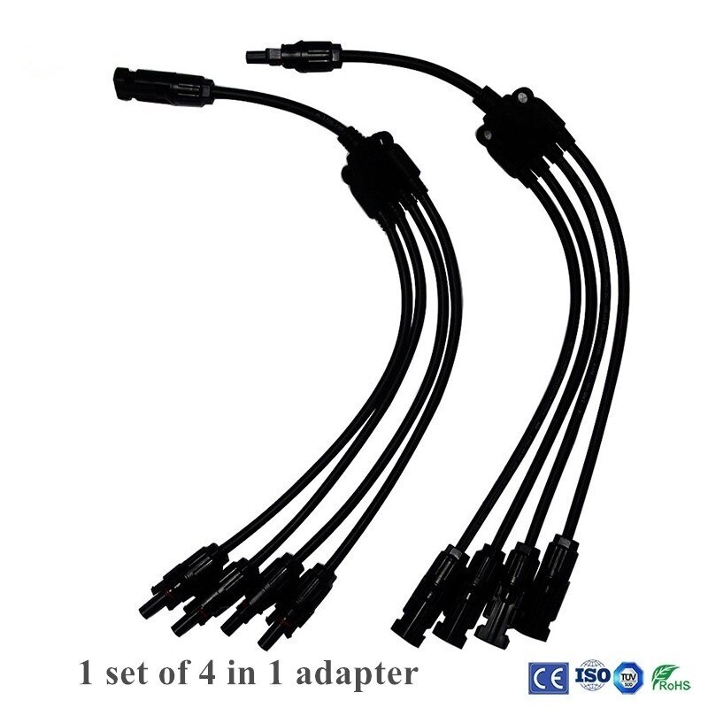 2/3/4 IN 1 connector solar panel cable solar connector 1to 2 1to 3 1 to 4 for solar panel system connecting in parallel: 4 in 1 adapter