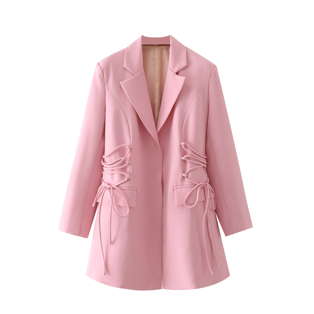 Lange Mouwen Effen Kleur Slim Fit Vrouwen Blazer Kantoorwerk Ingekerfde Kraag Open Steek Vest Blazer Bovenkleding