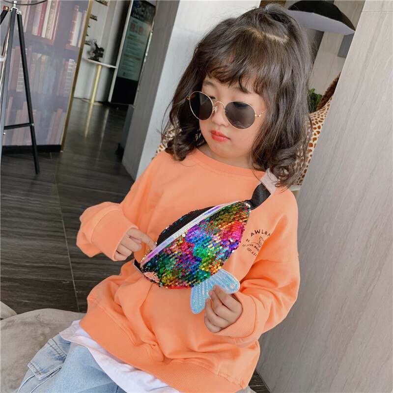 Mode Kinderen Meisjes Sequin Taille Packs Borst Coin Bag Telefoontasje Enkele Schoudertas Taille Zakken