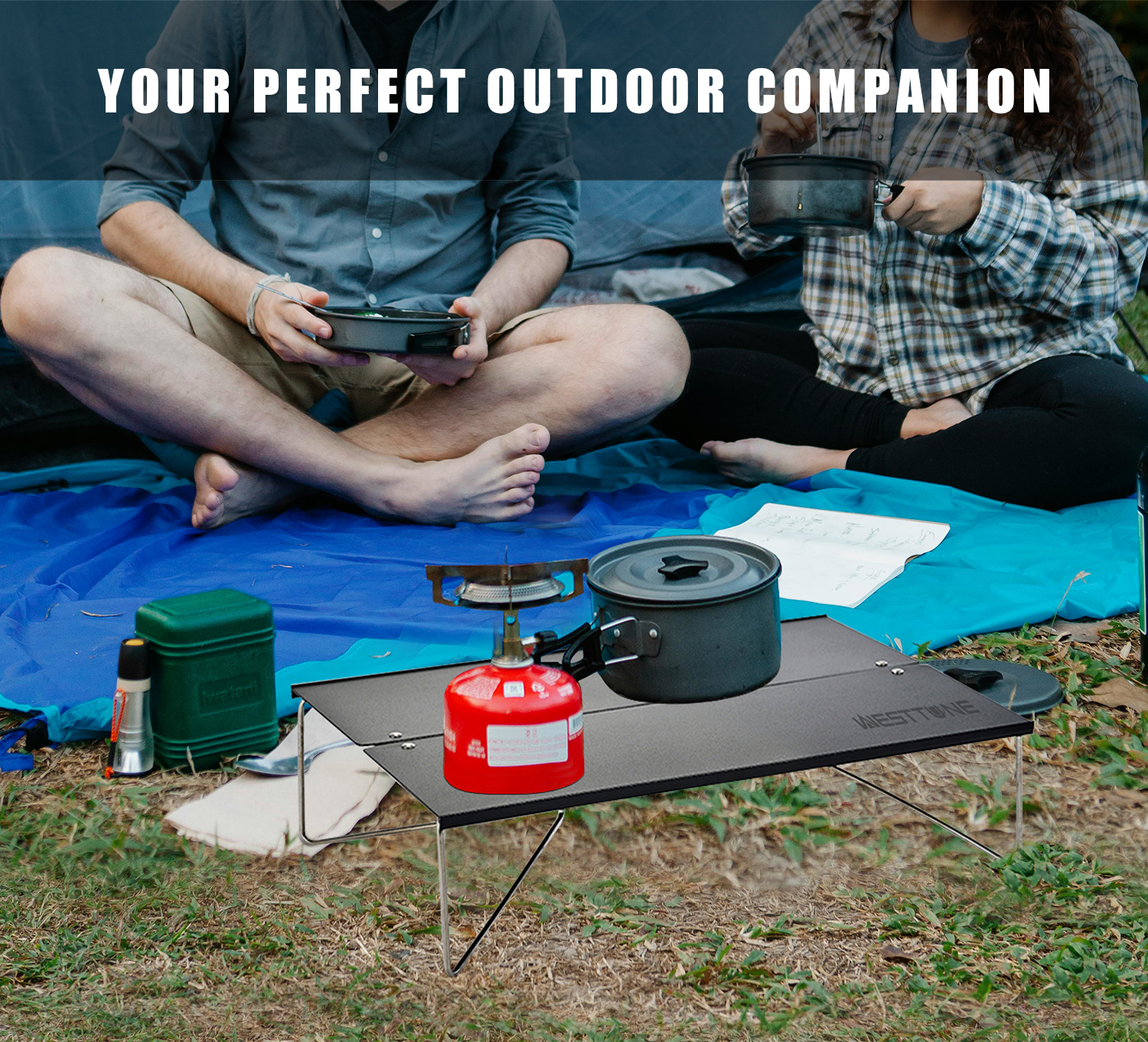 WESTTUNE Compacte mini-kampeertafel Draagbare ultralichte opvouwbare tenttafel Aluminium opvouwbare buitentafel voor wandelen
