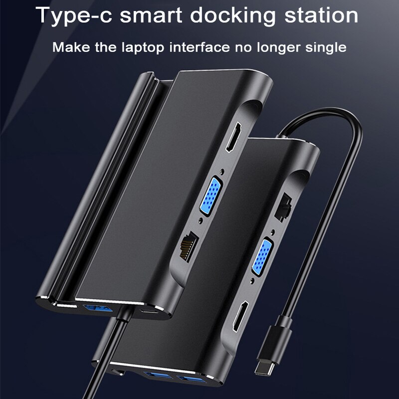 7in1 type-c docking station to USB3.0 HDMI VGA RJ45 PD HUB for laptop Macbook Pro Xiaomi Huawei Asus Samsung usb c Station