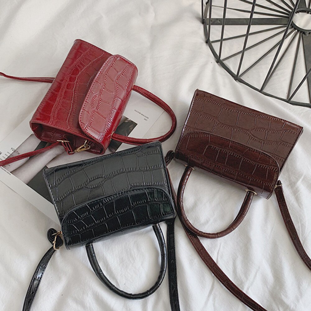 Bolsa de luxo feminina, bolsa quadrada pequena e portátil com alça carteiro