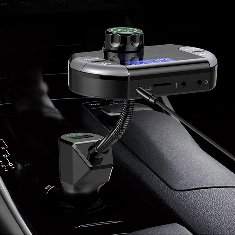 Car DAB Tuner Bluetooth 4.2 FM Transmitter Digital DAB Radio Aux Stereo Music Adapter USB Charger Support TF Card U-Disk