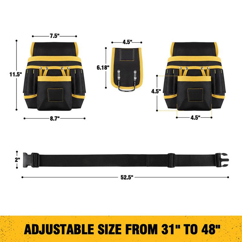 Electrician Waist Tool Bag Waterproof Oxford Cloth Utility Waist Belt Pouch Bag for Holding Drill Utility Tool Bag