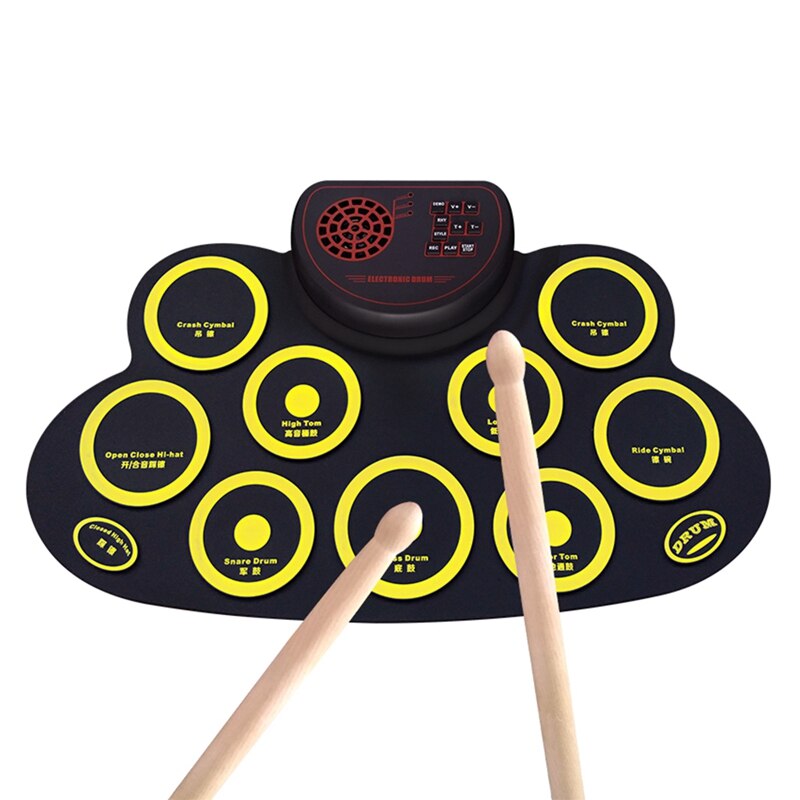 AD-Electronic Drum Set - Practice Drum Pad Roll Up Potable Drum Kit with Headphone Jack Built-in Speaker Drum Sticks