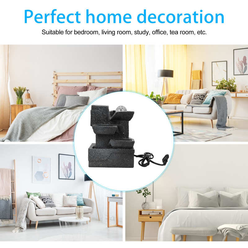 Waterfall Fountain Indoor LED Light Tabletop Fountain for Home Office