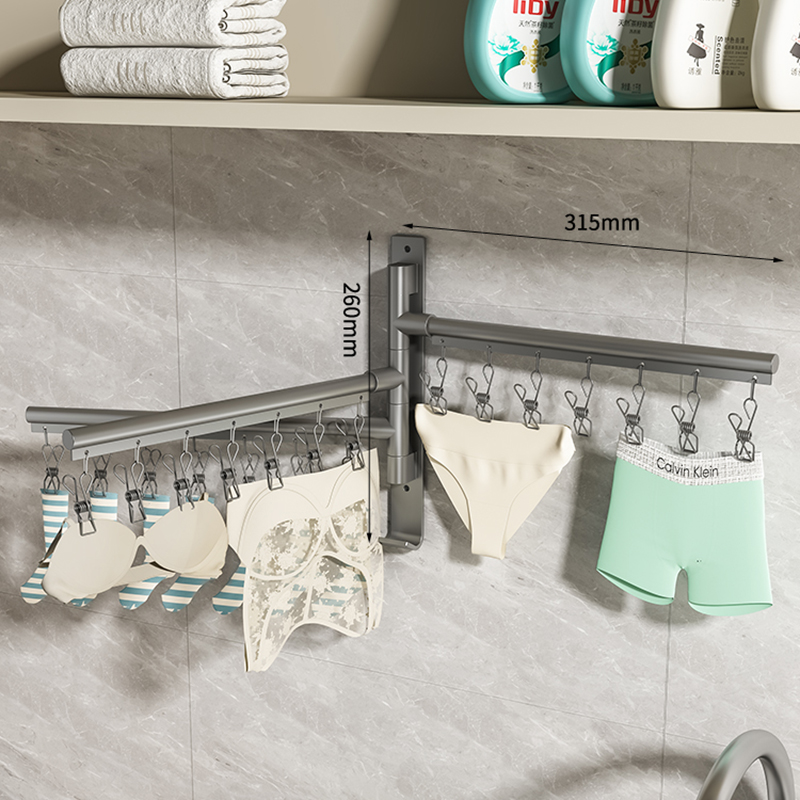 Ganchos de pared para baño, colgador de estante, barra de toalla, toallero plegable, varillas para ropa, calcetines para balcón, sujetador, colgador de toallas, accesorios de baño: Verde claro