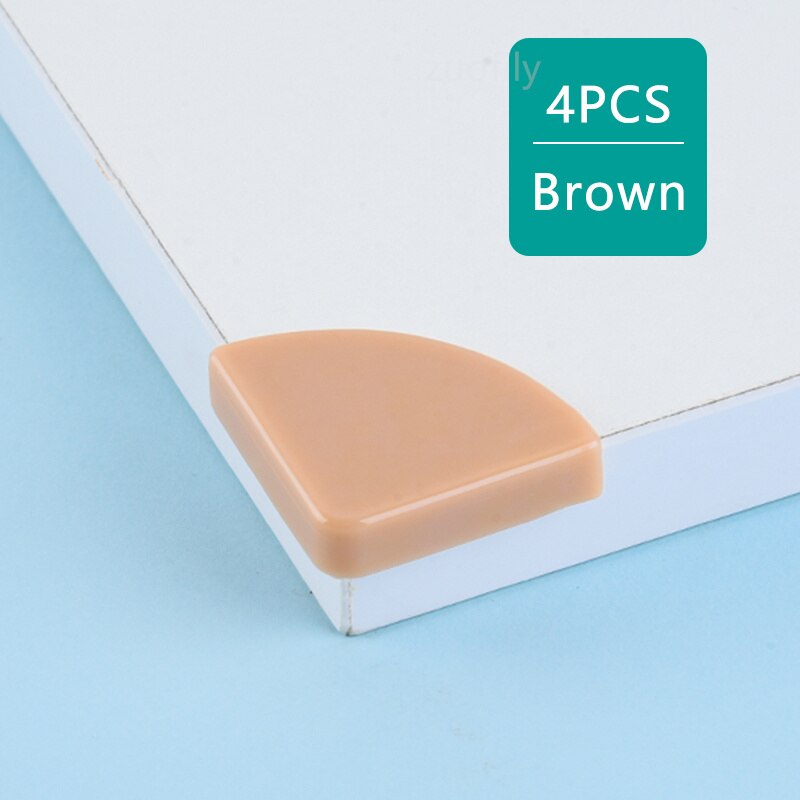 4 stk babysikker hjørnebeskytter blød silikone bord skrivebord hjørnebeskytter børn sikkerhed pvc kantbeskytter til baby børn beskyttelse: Brun