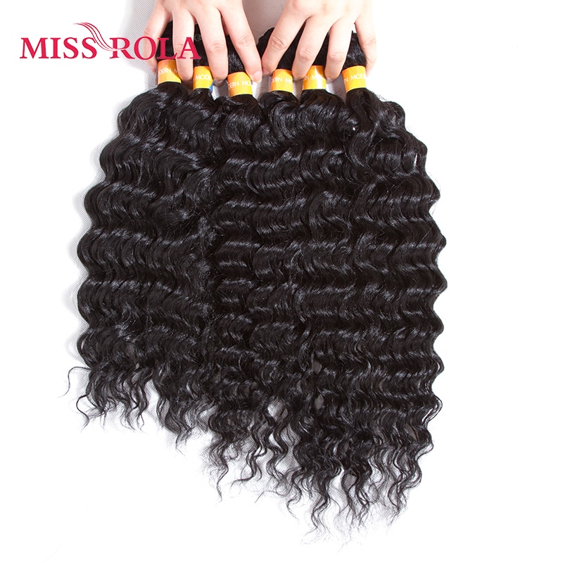 Miss Rola 1B # Zwart Synthetisch Rose Wave Hair Extensions 6 stks/pak Kanekalon Fiber Golvend Weave voor Vrouwen 14- 18 inch Weven