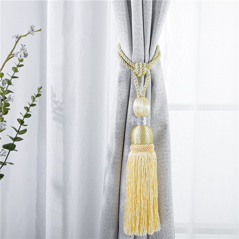 YokiSTG – embrasses en maille dorée pour rideaux, accessoires de luxe avec pompon, décoration de la maison, 2 pièces