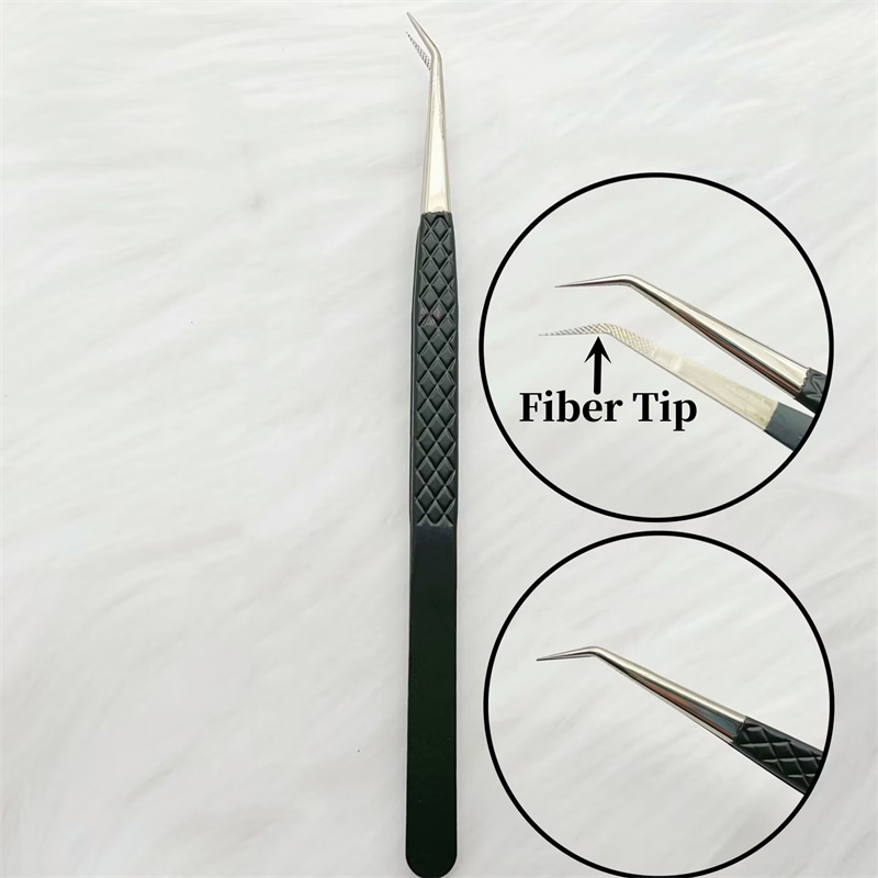 Pinzas para pestañas postizas con punta de fibra precisa para extensión de pestañas, pestañas de visón de Mega volumen, herramientas de maquillaje para artistas con aislamiento de botas para fanáticos: Nude