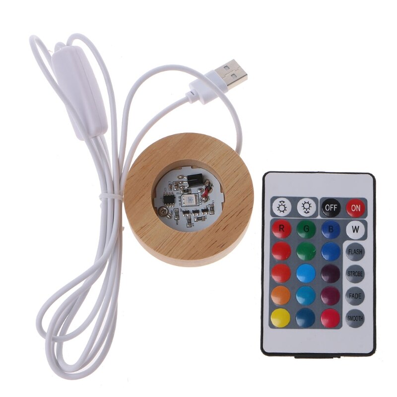 Kunstharz-display mit verstellbarem led-sockel aus holz, 12 rgb-led-farben, vasenleuchte mit fernbedienung, diy-nachtlicht: A