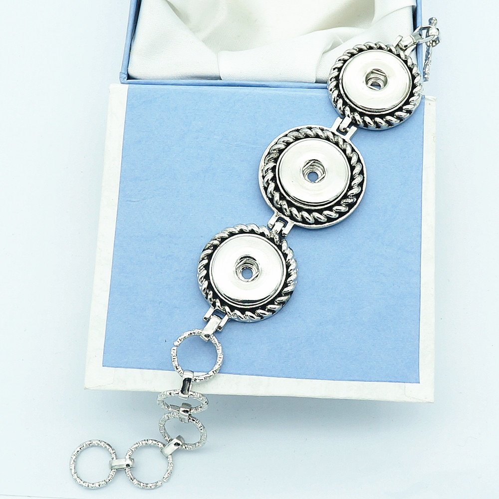 Charming 3buttons snap bracelet bangle 22cm fit 18MM snap buttons jewelry SG0170
