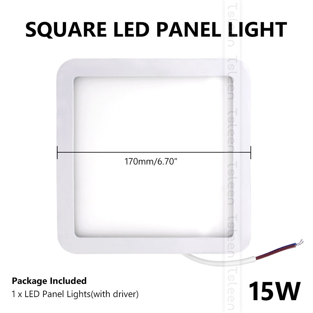 6W-20W LED Panel Light Ceiling Lights Round Square Cold White Natural Light LED Fixtures Ceiling Lamps For Living Room Lighting: Square 15W