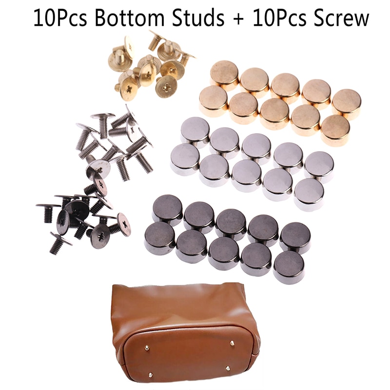 10sets Wear Protection Bag Bottom Studs Rivets DIY Leather Buttons Screw For Bags Hardware Belt Accessories For Bag Feet Screw
