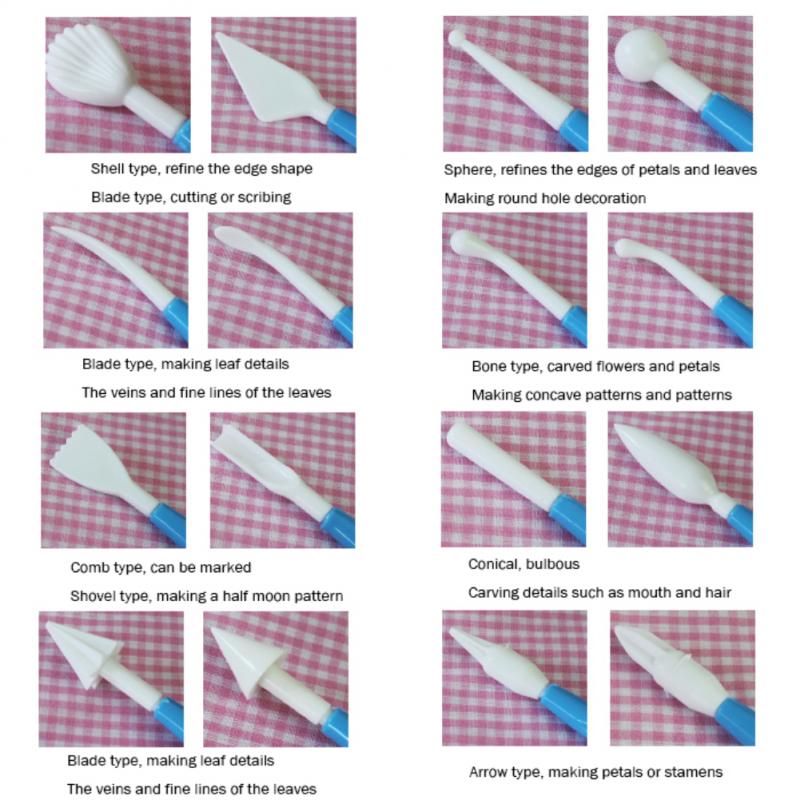 8 Stks/partij Fondant Cake Gebak Carving Cutter 16 Patronen Bloem Suiker Ambachtelijke Modelling Gereedschap Klei Fondant Cake Decorating Tool