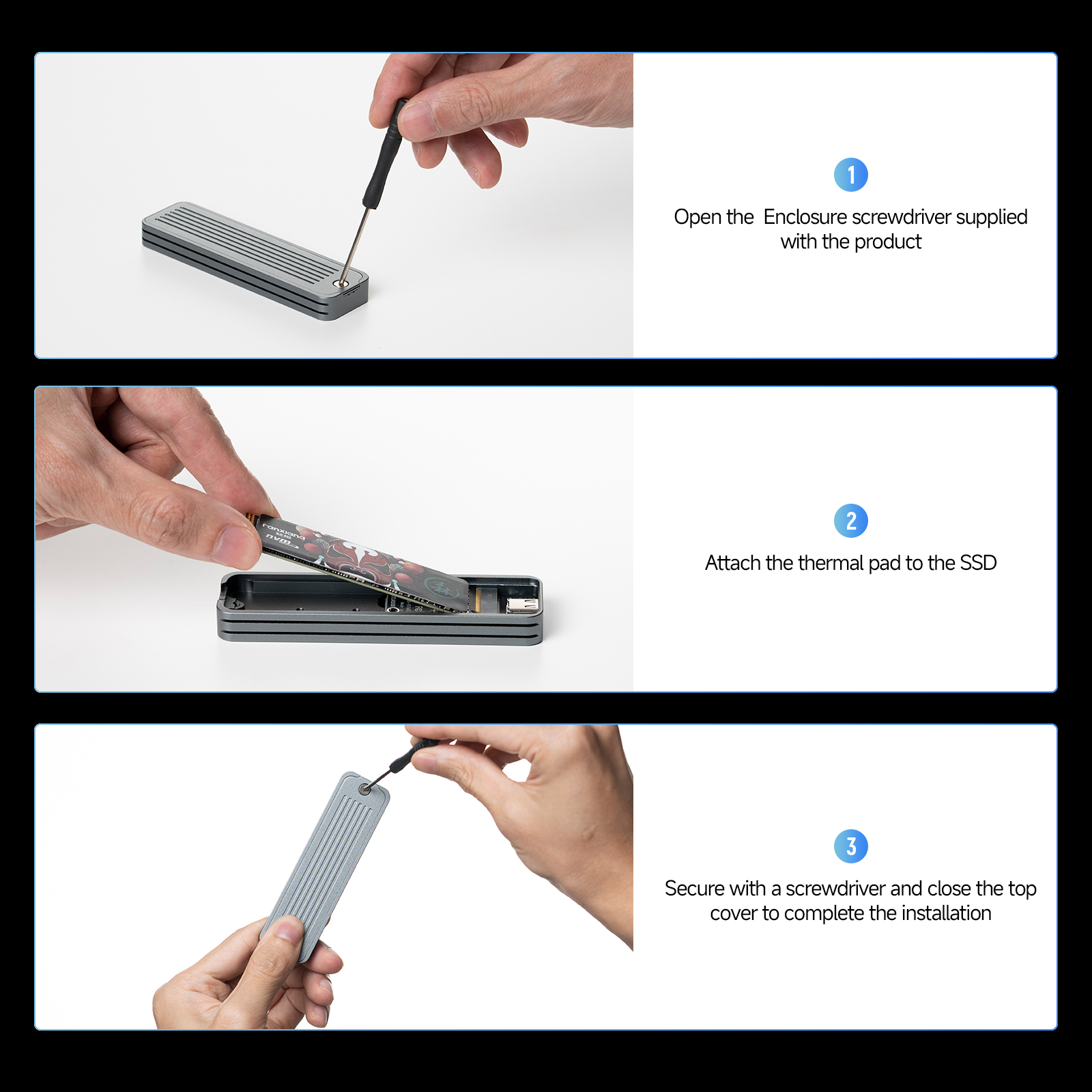 Fanxiang MD87 M.2 SSD Enclosure 10Gbps NVMe/NGFF-SATA Dual Protocol USB 3.2 Gen2 Type C Supports M/B+M Keys/2230/2242/2260/2280
