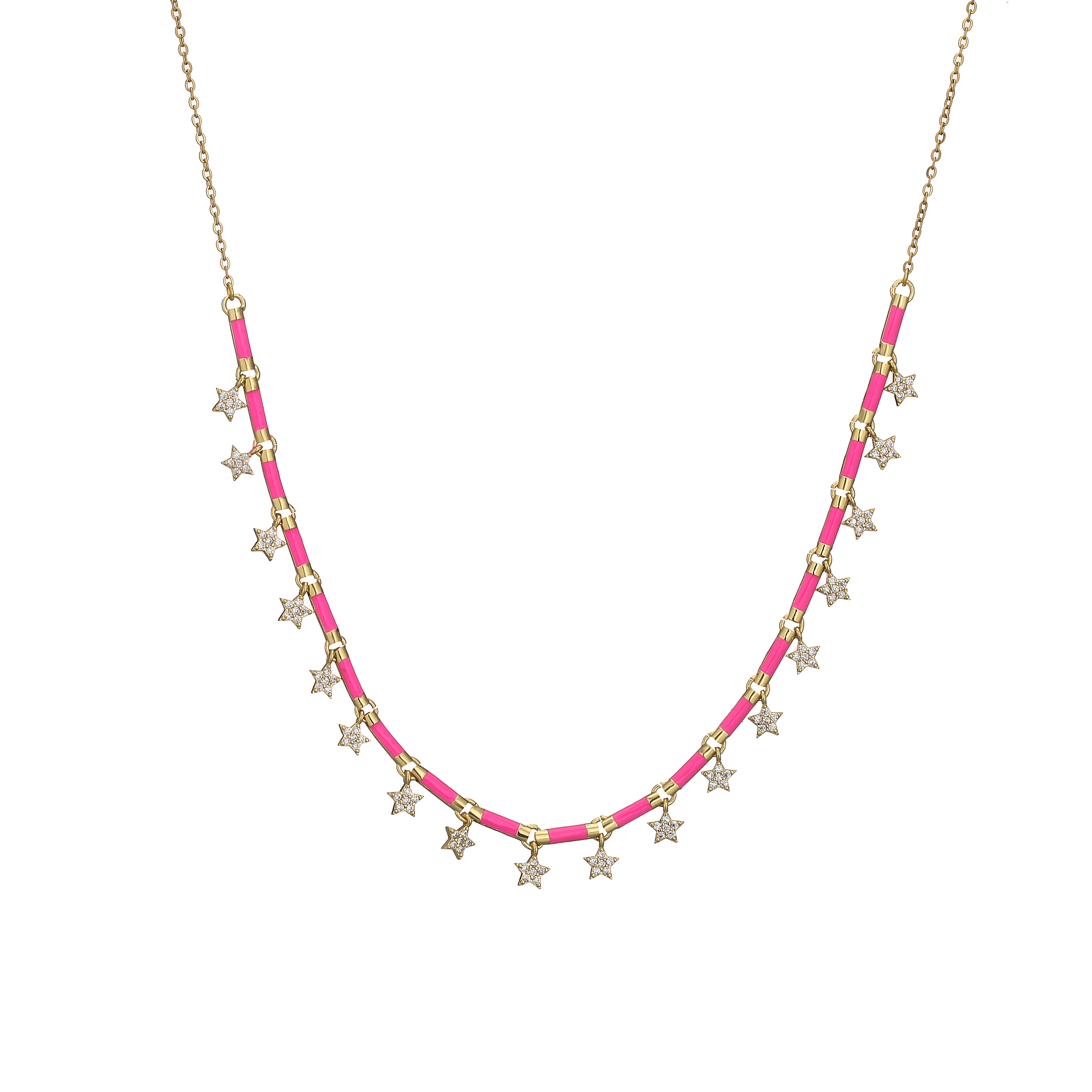 HECHENG, collier ras du cou à pampilles en émail coloré plaqué or 18 carats, collier à breloques étoile rectangulaire pour femmes: Placage pistolet