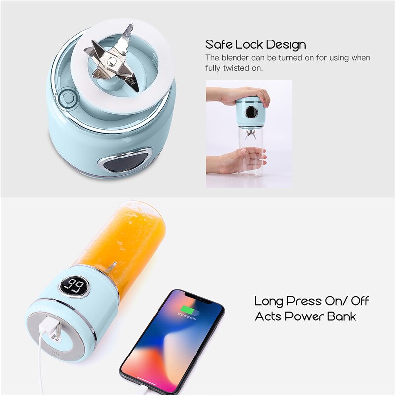 420 ML Elektrische Mini Juicer Machine Draagbare Fruit Blender Crusher USB Oplaadbare Juicer Cup Mixer Smoothie Maker voor Reizen 35