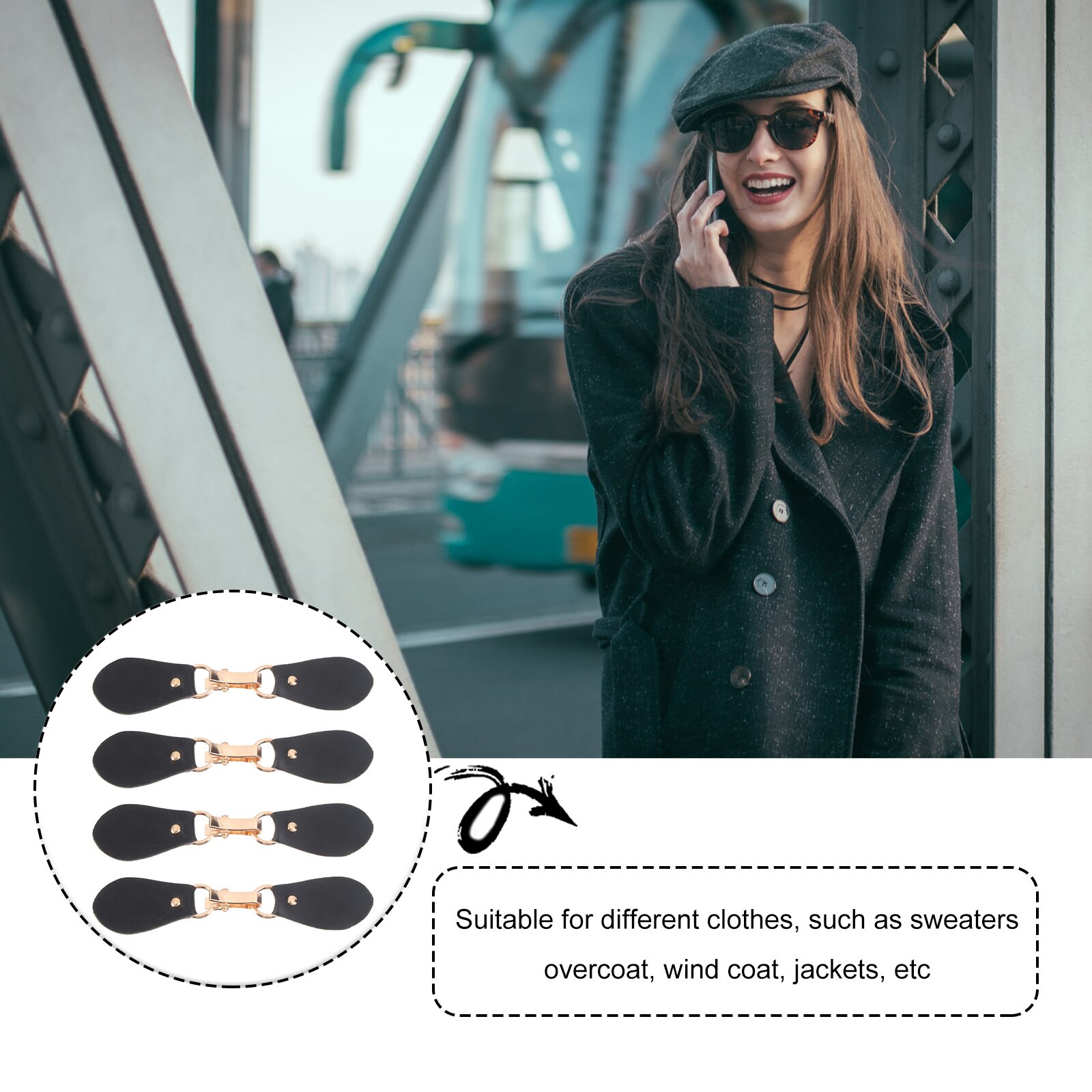 4PCS Clothing Hook Buckles Metal Buckles Wind Coat Fastener Overcoat Leather Connectors for Shop Store Tailor's