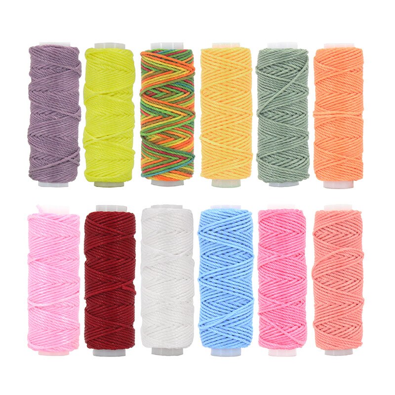 Hilo encerado redondo para cuero, 0,45, 0,8mm, para pulseras artesanales, costura de poliéster, cuerdas recubiertas de cera, accesorios para bricolaje: Bag Set B / 0.45mm 40m