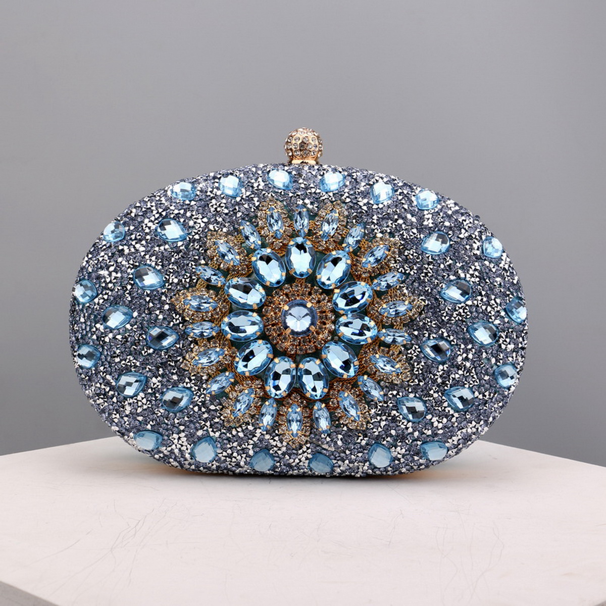 Flower Rhinestones Evening Bags Metal Prom Clutch Diamonds Clutch With Chain Shoulder Handbags Wedding Female Purse: Pink