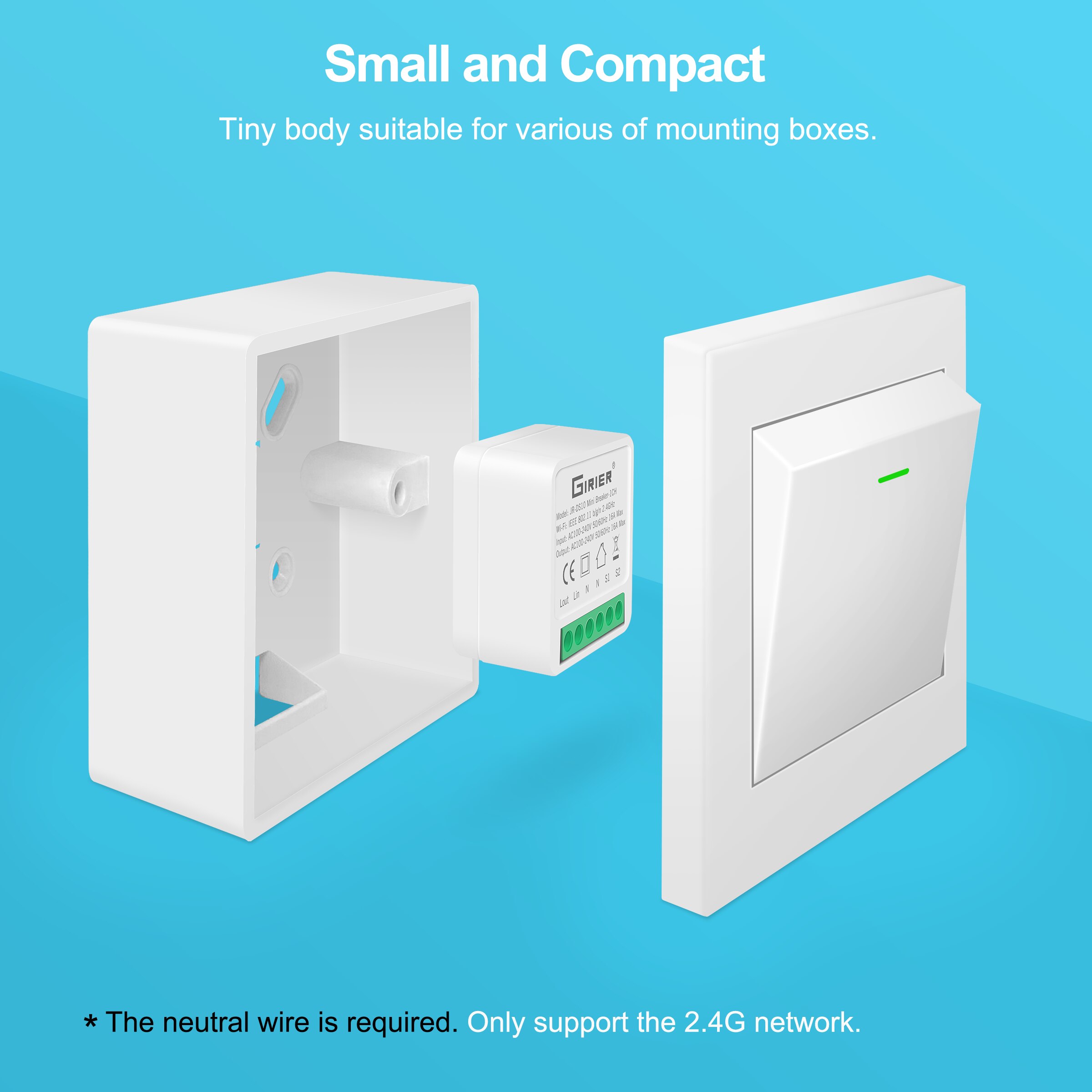 4 Pcs 16A Wifi Smart Mini Light Switch, Smart Home Automation Universal Module, Compatible with Alexa Google Home Smart Life App