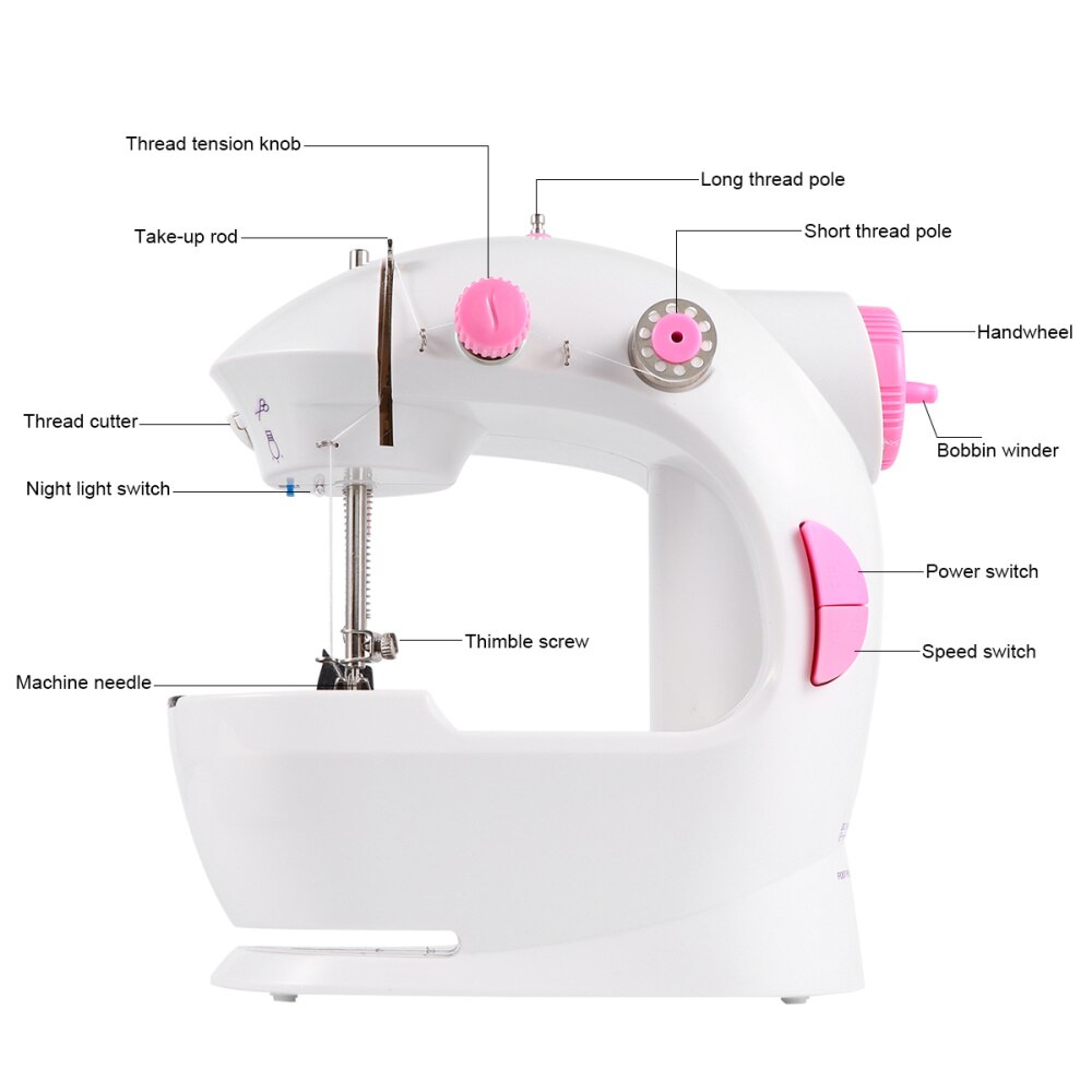 Mini Sewing Machine Electric Multifunctional Small Desktop Sewing Machine for Home (Pink, Original American Wire Gauge)