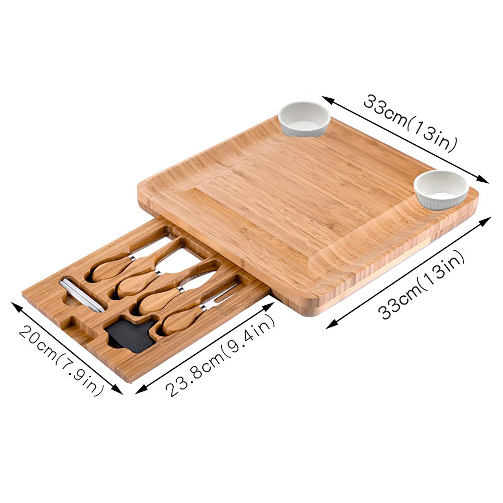 Natural Wooden Exquisite Cheese Cutter Board Set Cheese Cutter Ceramic Bowl Ergonomic Kitchenware Charcuterie Platter