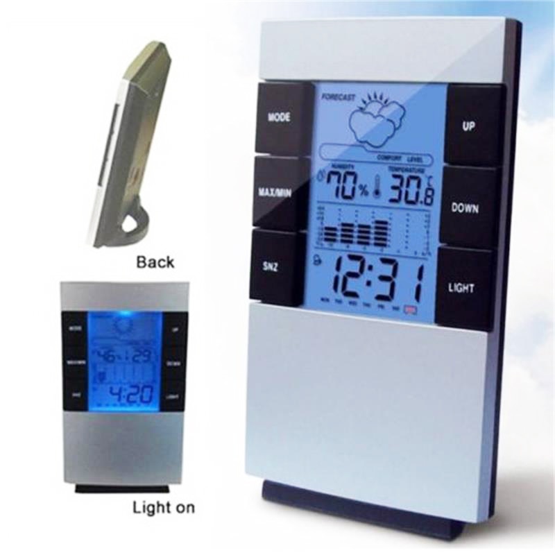 Huishoudelijke Digitale Lcd-scherm Hygrometer Thermometer Temperatuur-vochtigheidsmeter Klok Alarm