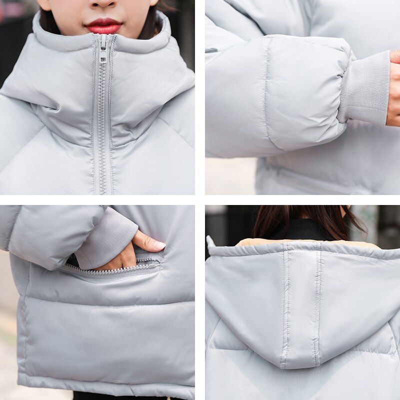 Dikke dames parka's effen losse dames winter puffer jas plus size koreaanse stijl capuchon opstaande kraag casual overjas vrouw