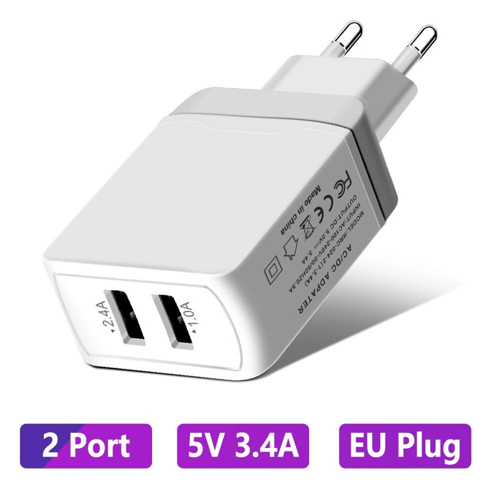 2 Port Usb Charger Quick Charge 3.0 Usb Adapter 28W QC3.0 QC2.0 Draagbare Reizen Dual Usb Fast Charger Voor telefoon Tablet: 5V3.4A White Charger