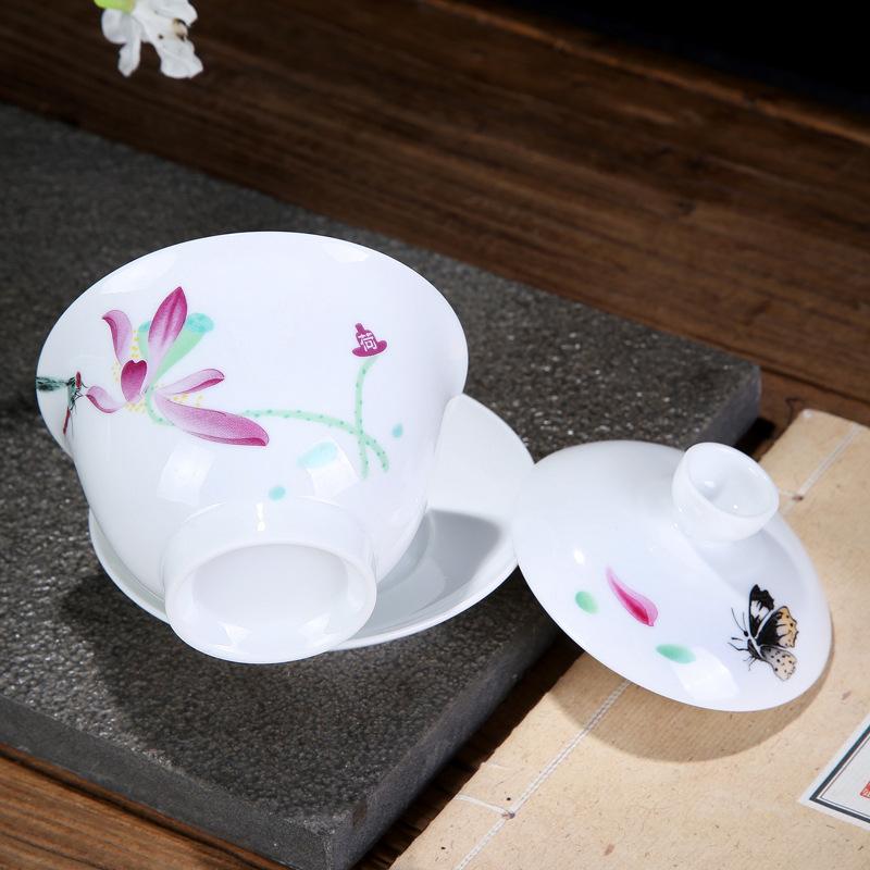 Chinese Tradition Gai Wan Tea Set Bone China Tea Sets Gaiwan Tea Porcelain Pot Set For Travel Ceramic Beautiful And Easy Kettle