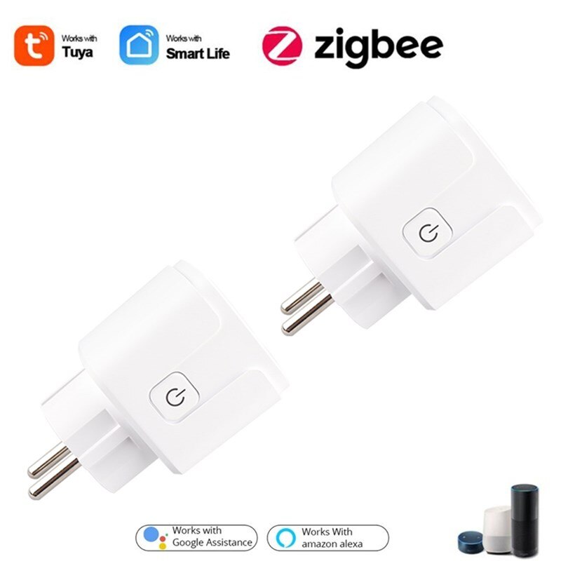Zigbee Smart Plug Eu 15A Stopcontact Timing Functie Thuis Voice Remote Tuya Smart Leven App Controle Met Alexa Google thuis: 2 pcs