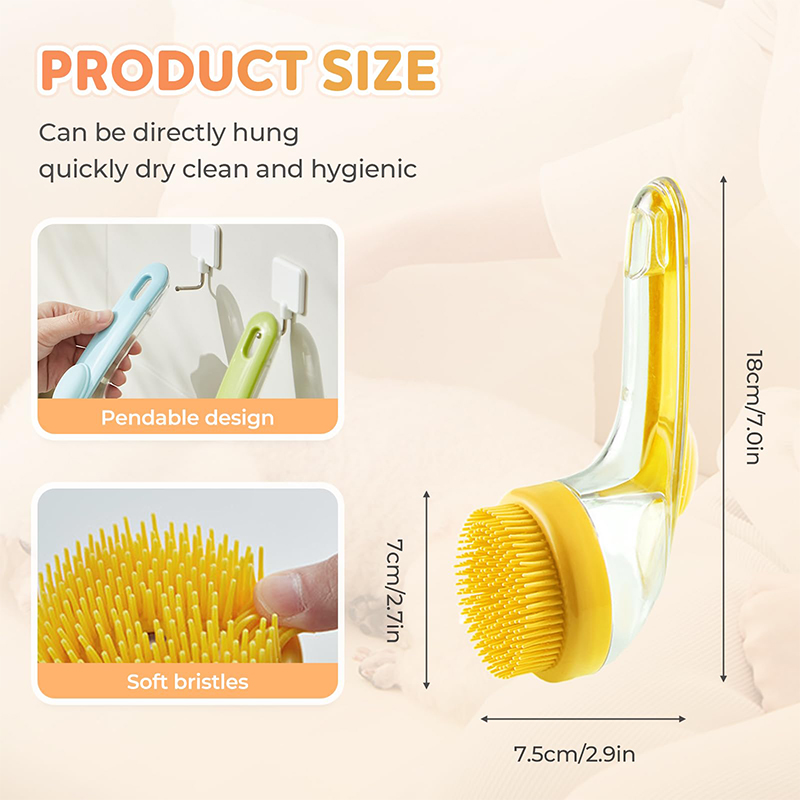Pet Bath Brush 2 In 1 Dog Bath Brush With Built-in Shampoo Dispenser Pet Wash Brush Dogs Cats Grooming Massage Brush