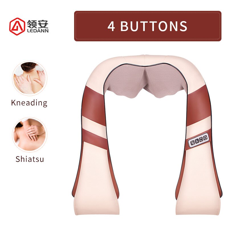 Multifunctionele Elektrische 16 Massage Bal 3D Diepe Kneden Warmte Shiatsu Nek Draagbare Full Body Massage Thuis &amp; Auto Apparaat: Red 4 Buttons