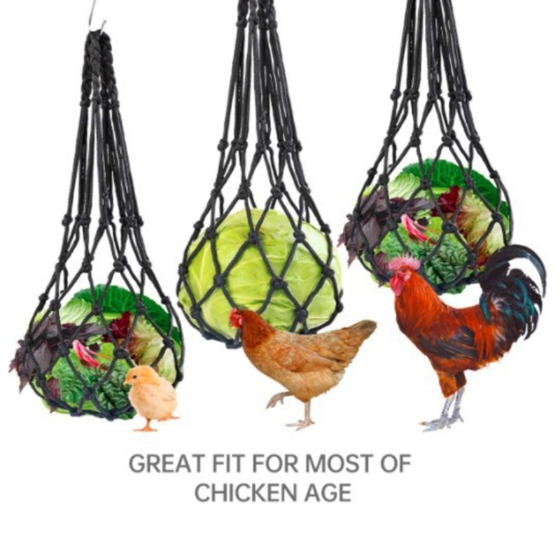 Bolsa de red para verduras y pollos, soporte colgante para aperitivos, comedero, herramienta de alimentación para gallinas, pato, aves grandes