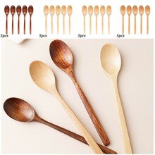 Wooden Long Handle Tableware Korean Kitchen Utensil Soup Spoon Mixing Spoons Teaspoons Cooking Utensils Portable Tableware